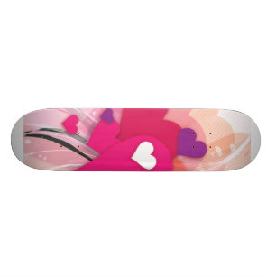 Skateboard Corazones rosados