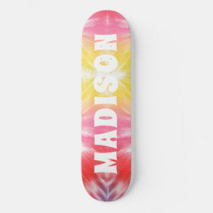 Skateboard Corbata Teñida De Rosa Amarillo Personalizado Nomb