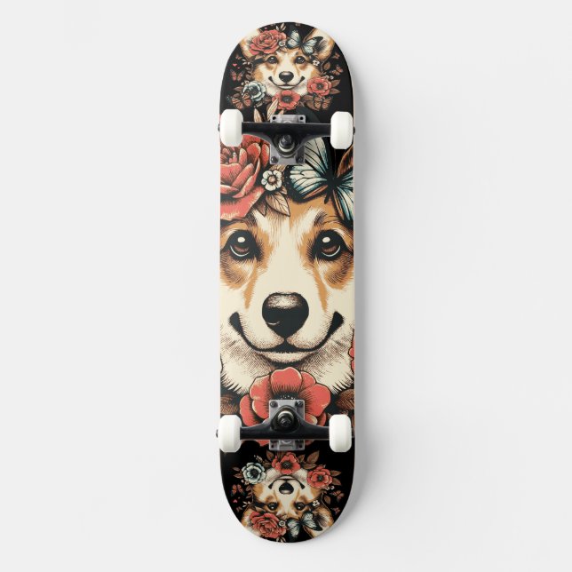 Skateboard Corgi Dog (Anverso)