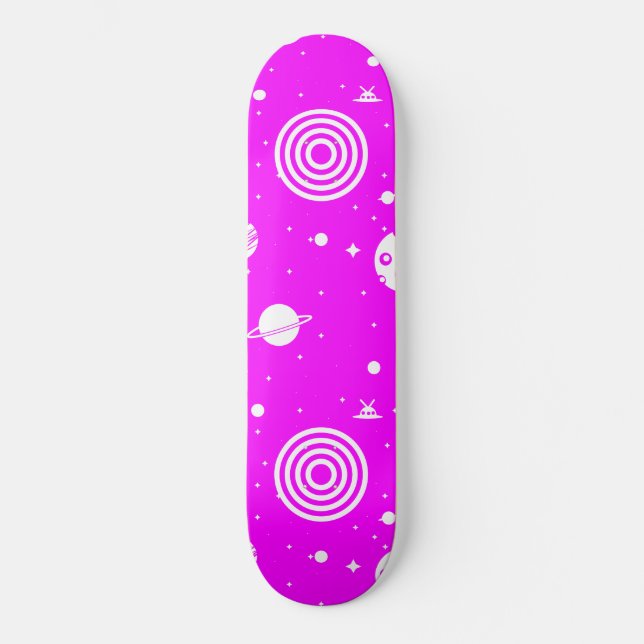 Skateboard Cosas del espacio rosado (Anverso)