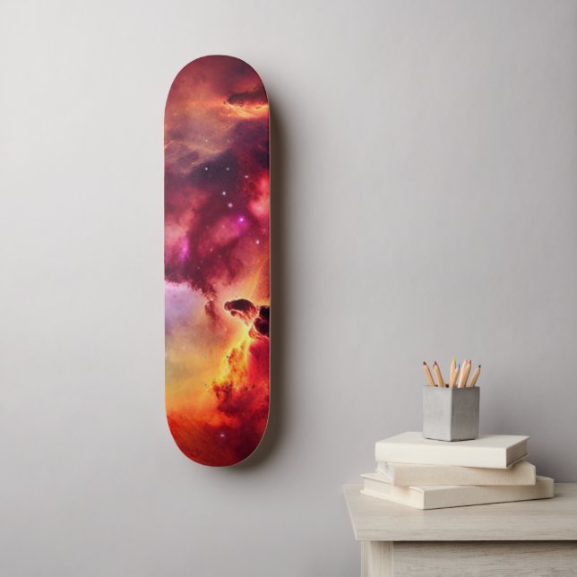 Skateboard Cosmos Space Sky Red Nebulosa (Arte de la pared)