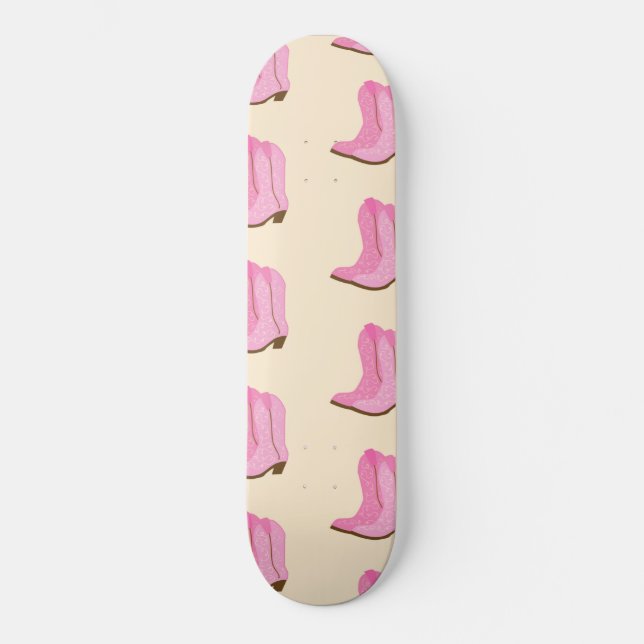 Skateboard Cowgirl Rosa Boots Country Texas Ranking (Anverso)