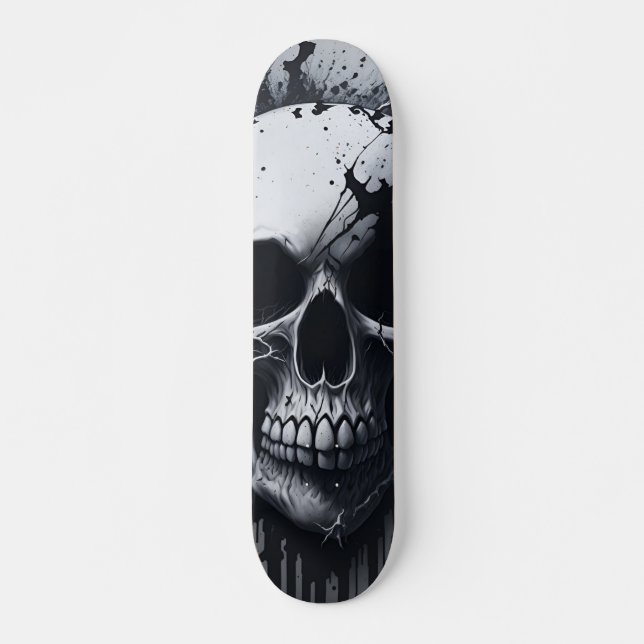 Skateboard Cráneo blanco y negro - Diseño de los cráneos numb (Anverso )