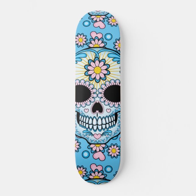 Skateboard Cráneo colorido del azúcar (Anverso)
