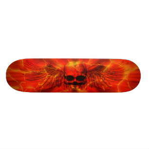 Skateboard Cráneo con alas explosión roja de la lava
