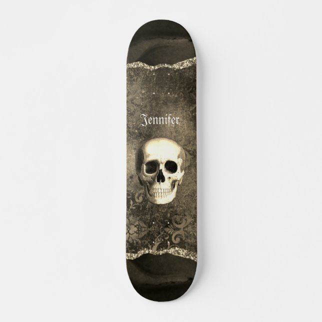 Skateboard Cráneo con molestias góticas personalizadas (Anverso )