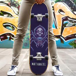 Skateboard Cráneo de Araña Nombre Personalizado