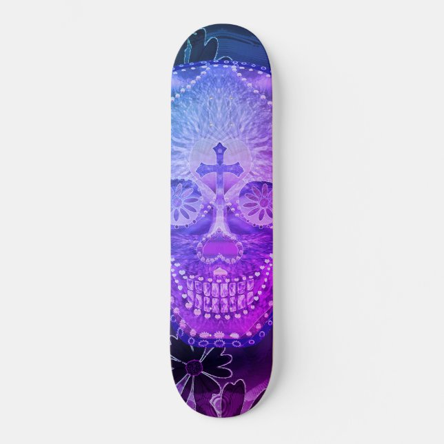 Skateboard Cráneo de azúcar morado (Anverso)