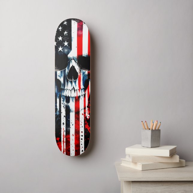 Skateboard Cráneo de Bandera Americana (Arte de la pared)