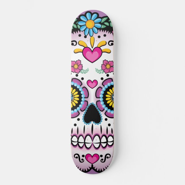 Skateboard Cráneo de Dia de los Muertos Sugar (Anverso)