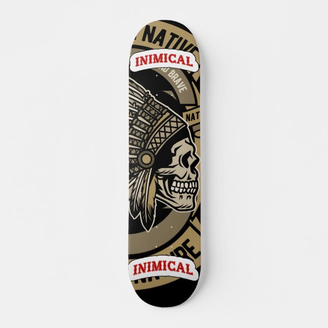 Skateboard Cráneo de Headdress Skull, un auténtico nativo nat (Anverso )