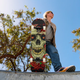 Skateboard Cráneo de Robot Rosas Sangrientas
