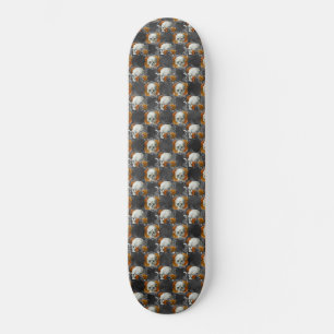 Skateboard Cráneo floral gótico de cobre floral 