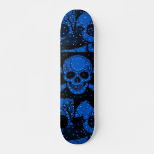 Skateboard Cráneo fluorescente Bling del verde azul