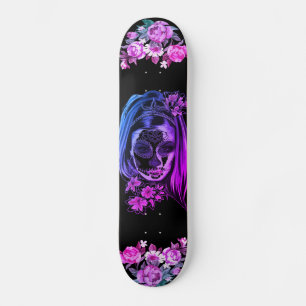 Skateboard Cráneo gótico Chicas morados rosados en Guay Arte