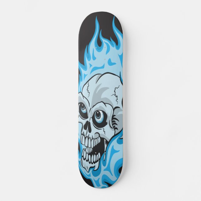 Skateboard Cráneo llameante azul (Anverso)