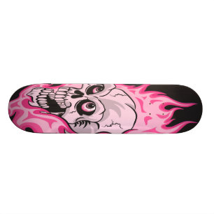 Skateboard Cráneo llameante rosado