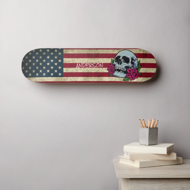 Skateboard Cráneo Norteamericano Personalizado (Arte de pared (horz))