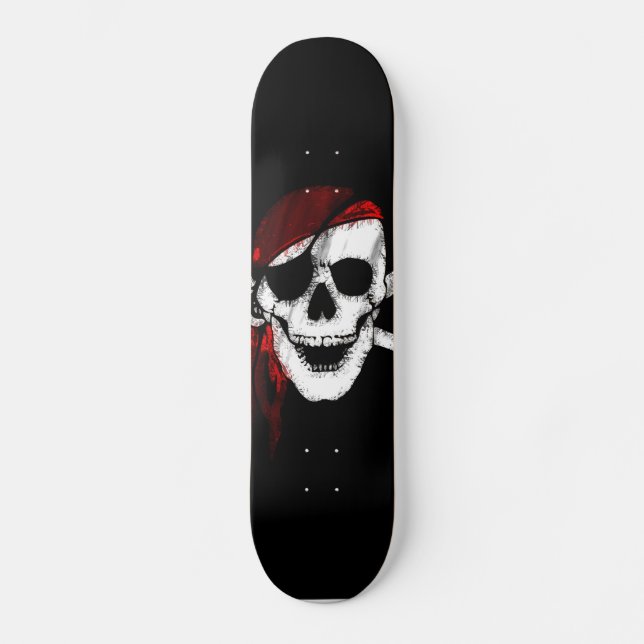 Skateboard Cráneo pirata de espantos y cruces (Anverso)