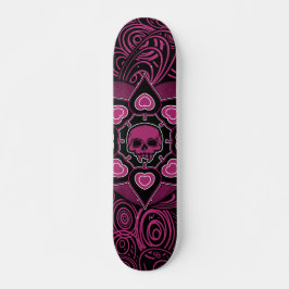 Skateboard Cráneo rosa