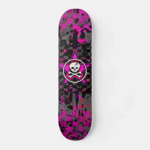 Skateboard Cráneo rosado de la estrella