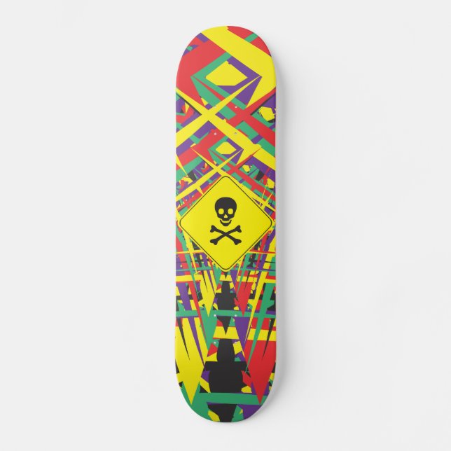Skateboard cráneo y huesos de formas abstractas (Anverso)