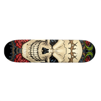 Skateboard Cráneo y rosas con la corona de espinas por el Al