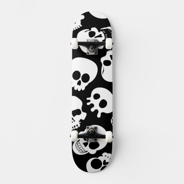 Skateboard Cráneos en modelo negro del fondo (Anverso)