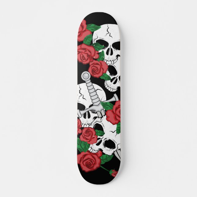 Skateboard Cráneos y rosas (Anverso )