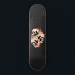 Skateboard Cránulos flamantes en el fuego de moda gótica Guay<br><div class="desc">Este bonito skateboard con cráneos flameantes sería un regalo maravilloso para los amantes del cráneo.</div>