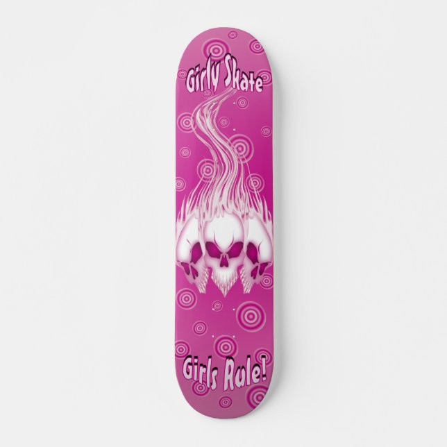 Skateboard Cránulos rosados llamativos (Anverso )