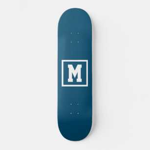 Skateboard Crear su propia plantilla de monograma azul y blan