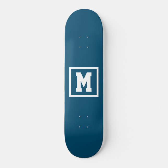 Skateboard Crear su propia plantilla de monograma azul y blan (Anverso)