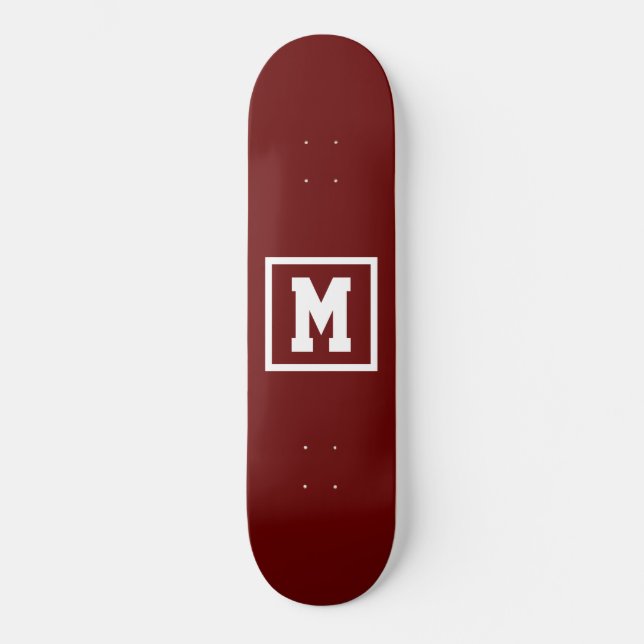 Skateboard Crear su propia plantilla de monograma rojo y blan (Anverso)