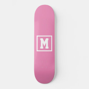 Skateboard Crear su propia plantilla de monograma rosa y blan