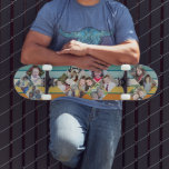Skateboard Crear su propio Collage de fotos 12 - rayas retro<br><div class="desc">Una excelente manera de mostrar tus fotos cuadradas desde tu cuenta en línea. Añadir 12 fotos — los cuadrados recortados funcionan mejor. Un patrón de rayas retro en colores cálidos resalta la pantalla de la fotografía de diamante.</div>