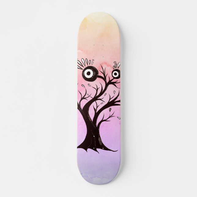Skateboard Creatividad de árbol loco arte de tinta fantasía r (Anverso )