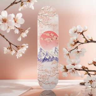 Skateboard Crema beige Flor de cerezo blanco joven adulta