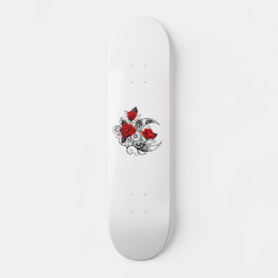 Skateboard Crescente Mecánico con Rosas Rojas