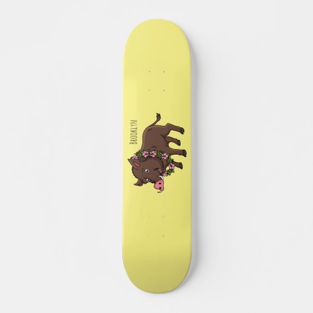 Skateboard Cría de jabalí y flores de personalizado (Anverso )