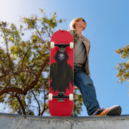 Skateboard Criatura Monstruo Gótico de Terror Rojo Oscuro