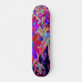 Skateboard Crimson psicodélico retro y flores silvestres mage