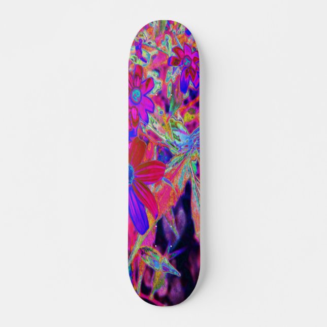 Skateboard Crimson psicodélico retro y flores silvestres mage (Anverso )