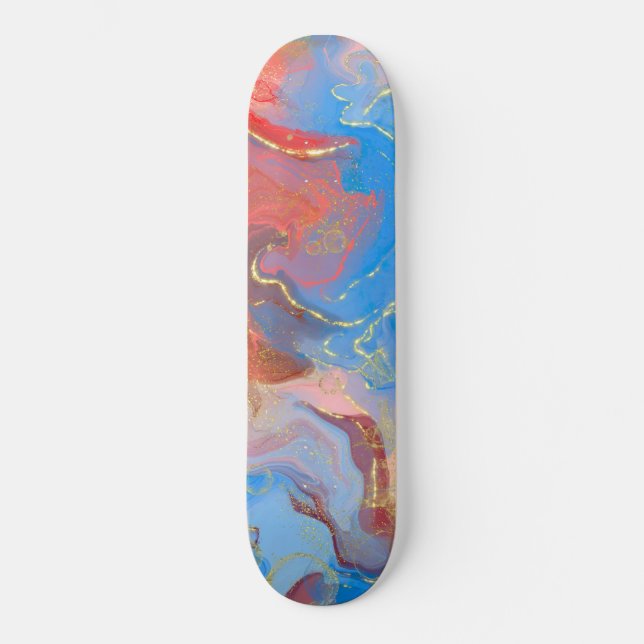 Skateboard Crimson, Rubor, tinta de alcohol con marcas azules (Anverso)