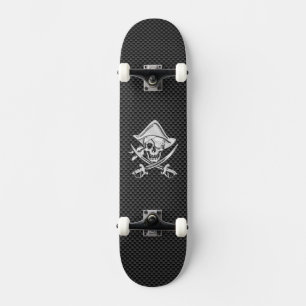 Skateboard Cromado como pirata en fibra de carbono negro