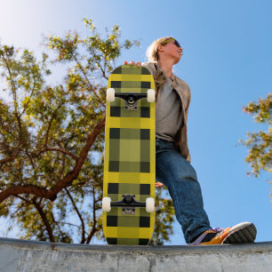 Skateboard Cruces cuadrados Comprobar 2 negro verde amarillo