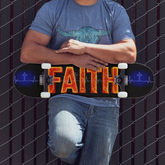 Skateboard Cruz de fe latido (Exterior 3)