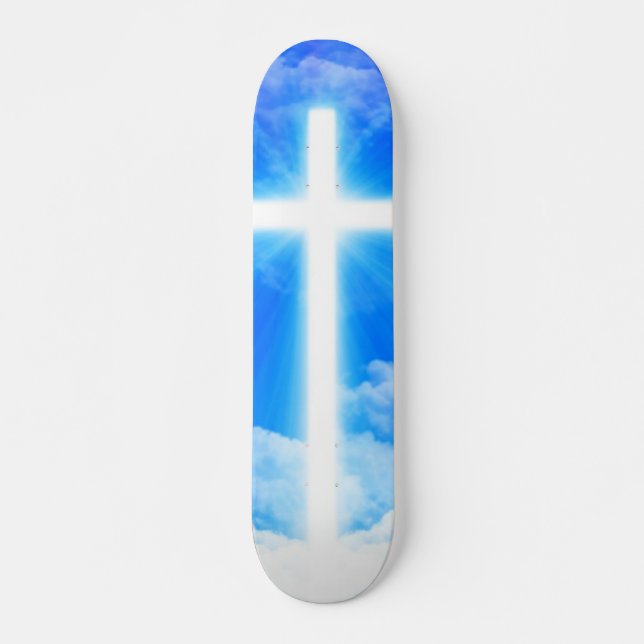 Skateboard Cruz de la Luz Jesucristo Personalizable Cristiano (Anverso )
