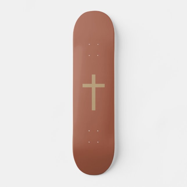 Skateboard Cruz de Oro Cristiana Básica Rusty Brown (Anverso)