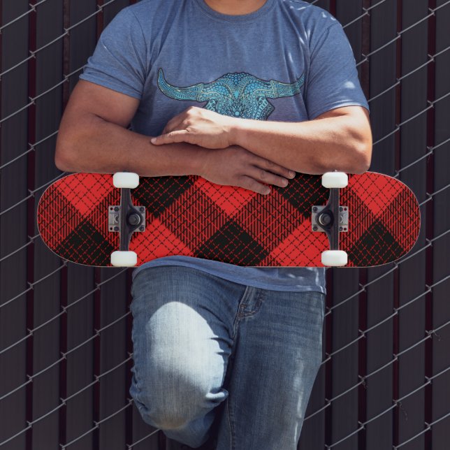 Skateboard Cruz Roja Negra Buffalo Check (Exterior 3)